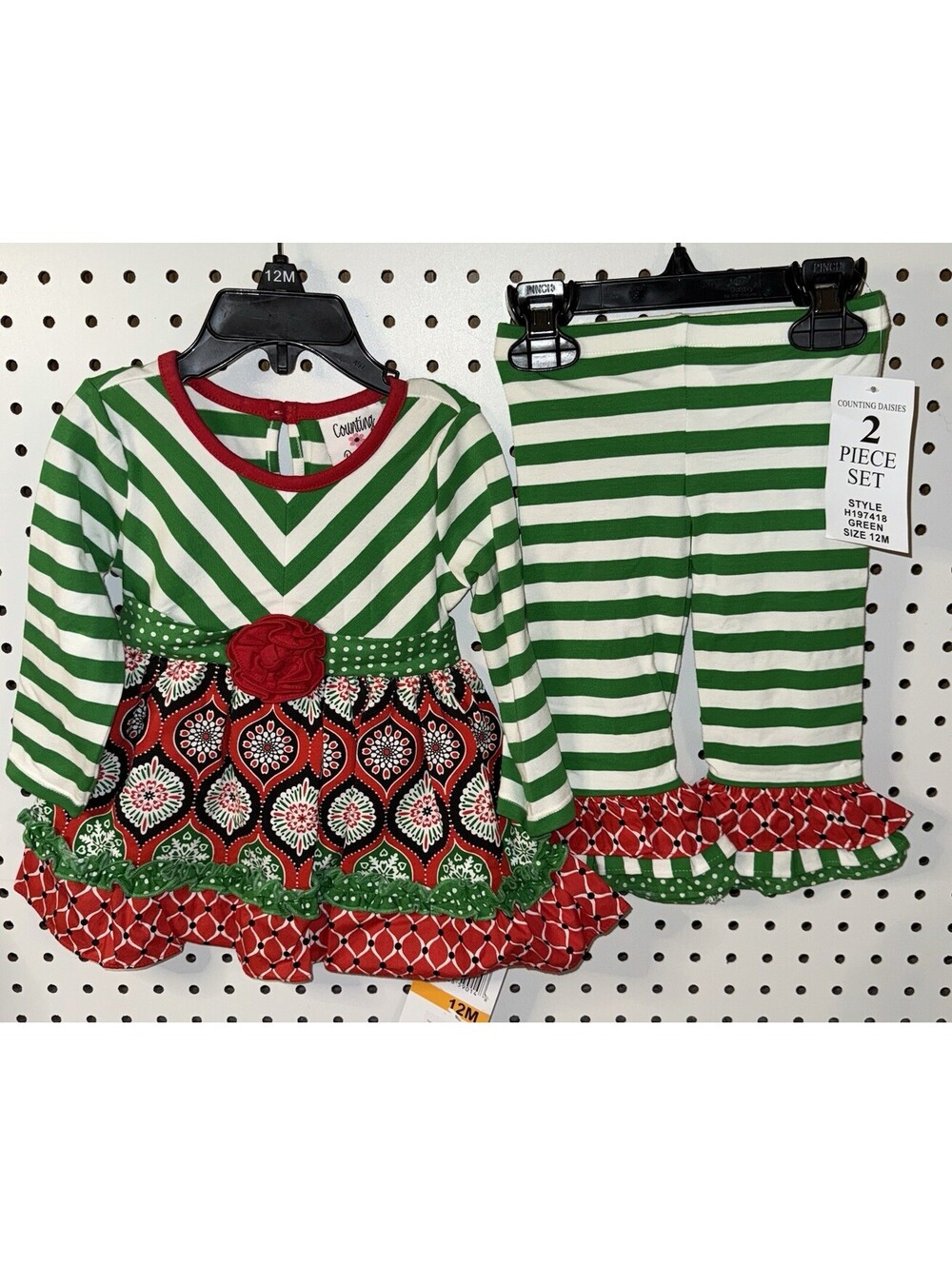 🎅🏻 Girls 12 Months Counting Daisies Toddler Christmas Holiday Outfit New